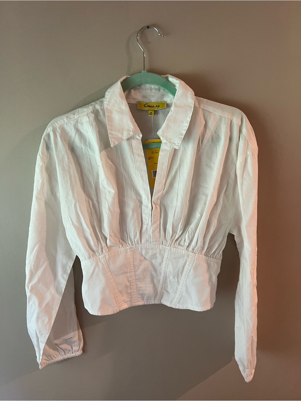 Circus by Sam Edelman White Gathered Waist Button-Front Top